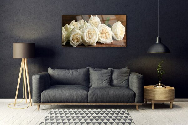 Quadro vetro Rose Fiori Pianta 100x50 cm 2 appendini