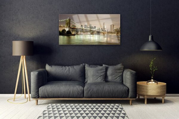 Quadro vetro Architettura del ponte della città 100x50 cm 2 appendini