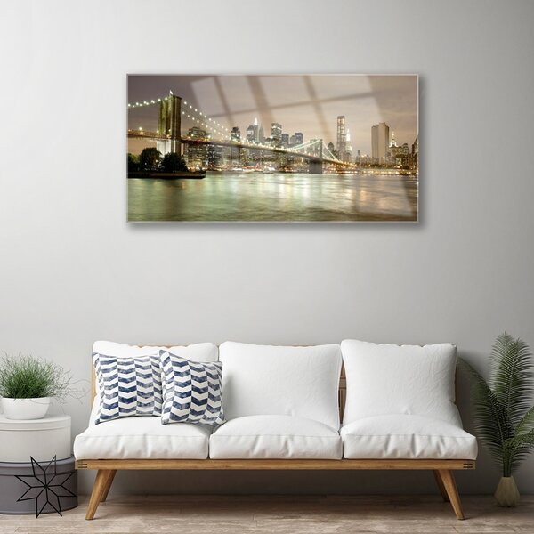 Quadro vetro Architettura del ponte della città 100x50 cm 2 appendini