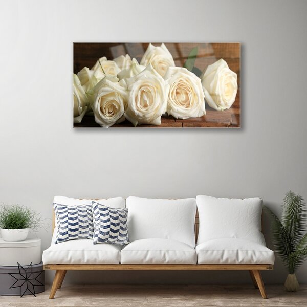Quadro vetro Rose Fiori Pianta 100x50 cm 2 appendini