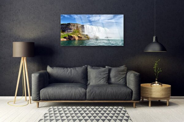 Quadro in vetro Cascata Mare Natura 100x50 cm 2 appendini
