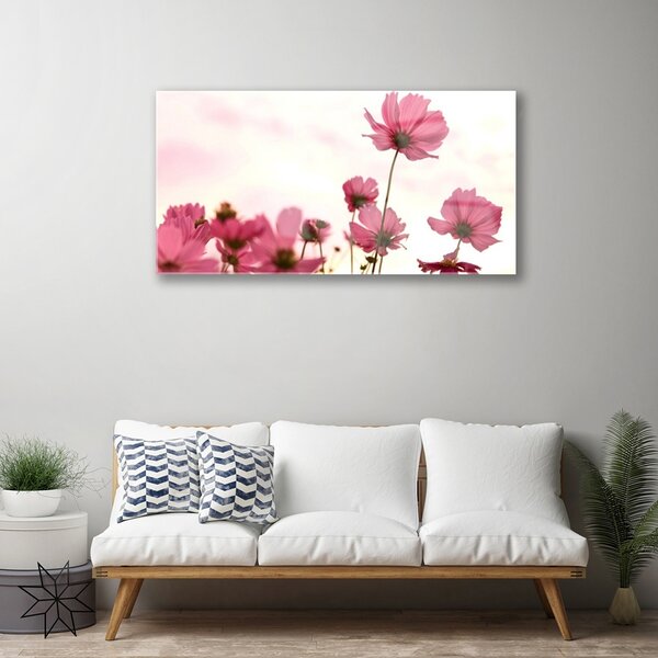 Quadro di vetro Fiori Pianta naturale 100x50 cm 2 appendini
