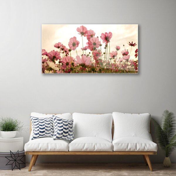 Quadro vetro Campo Fiori Prato Natura 100x50 cm 2 appendini