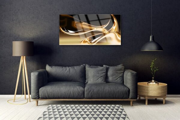 Quadro in vetro Arte astratta in oro 100x50 cm 2 appendini