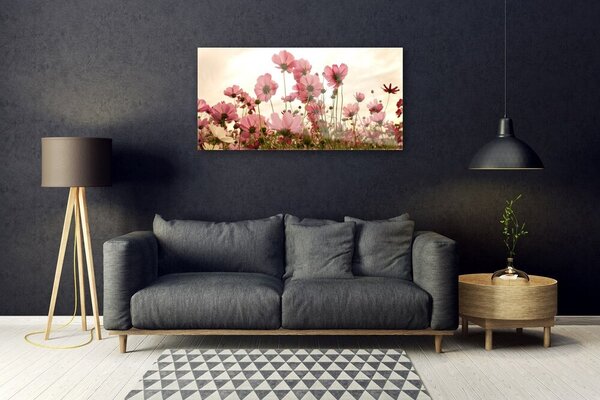 Quadro vetro Campo Fiori Prato Natura 100x50 cm 2 appendini
