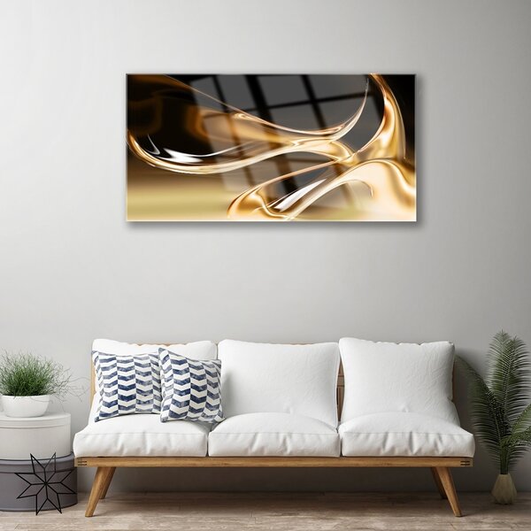 Quadro in vetro Arte astratta in oro 100x50 cm 2 appendini
