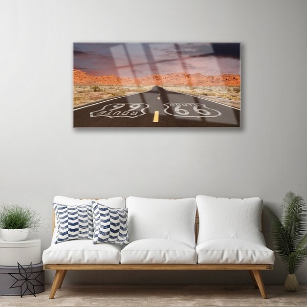 Quadro di vetro Autostrada Desert Road 100x50 cm 2 appendini