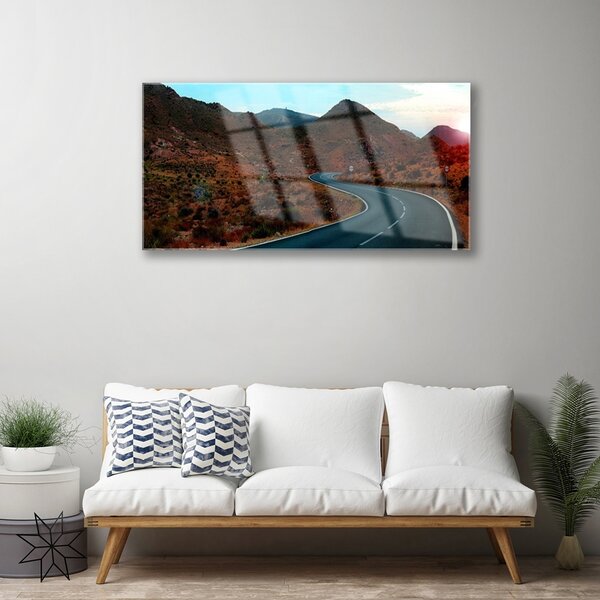 Quadro su vetro Strada del Monte Deserto 100x50 cm 2 appendini