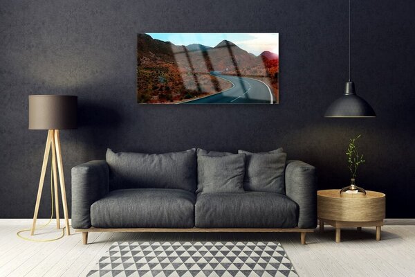 Quadro su vetro Strada del Monte Deserto 100x50 cm 2 appendini