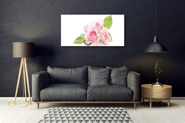 Quadro in vetro Rose Fiori Natura Pianta 100x50 cm 2 appendini