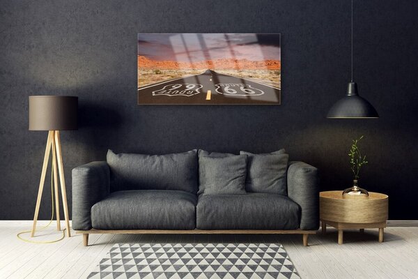 Quadro di vetro Autostrada Desert Road 100x50 cm 2 appendini