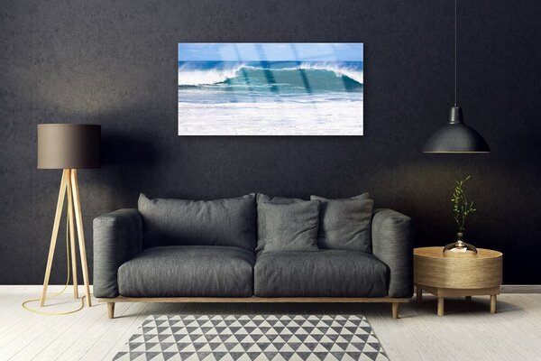 Quadro in vetro Mare Onda Acqua Oceano 100x50 cm 2 appendini
