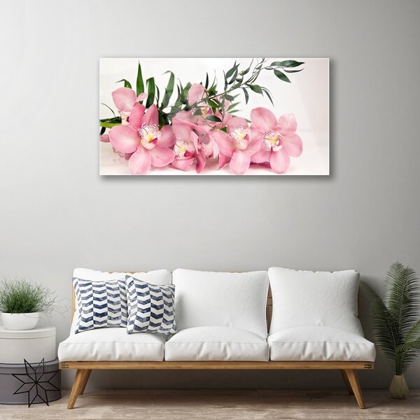 Quadro in vetro Fiori di Orchidea Spa 100x50 cm 2 appendini