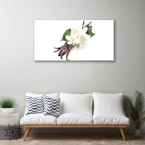 Quadro in vetro Bastoncino di vaniglia per la cucina 100x50 cm 2 appendini