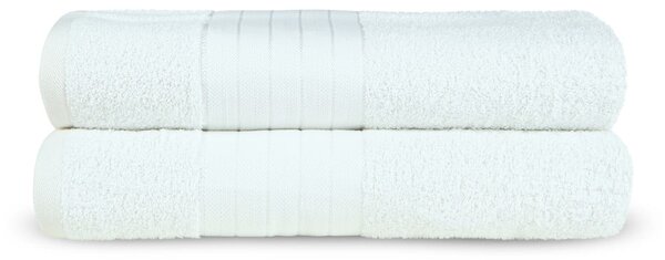 Asciugamani bianchi in spugna di cotone in set da 2 70x140 cm - Good Morning