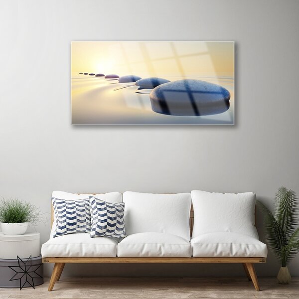 Quadro vetro Pietre nell'acqua della spa 100x50 cm 2 appendini