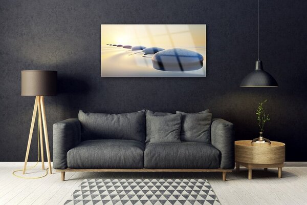 Quadro vetro Pietre nell'acqua della spa 100x50 cm 2 appendini