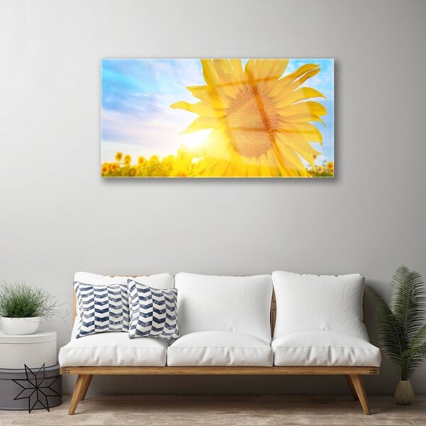 Quadro in vetro Girasole Girasole 100x50 cm 2 appendini