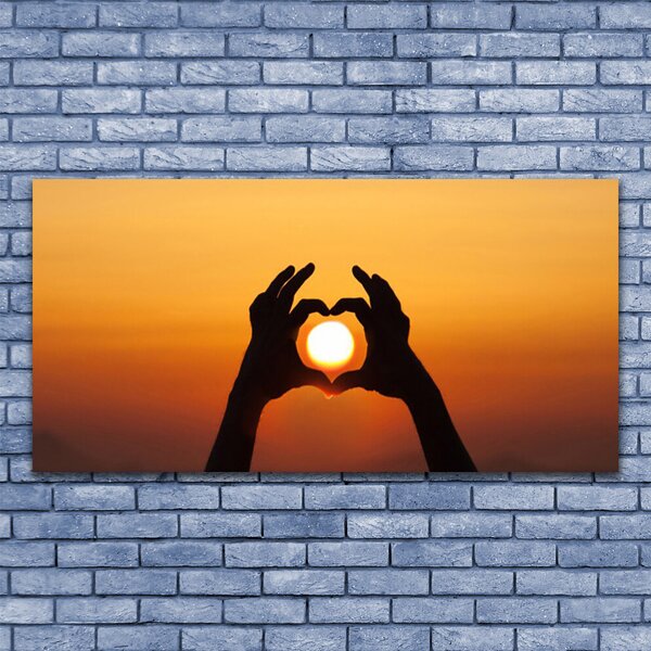 Quadro stampa su tela Mani. Cuore. Sole. Amore 100x50 cm