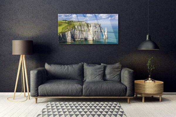 Quadro in vetro Scogliere Mare costiero 100x50 cm 2 appendini
