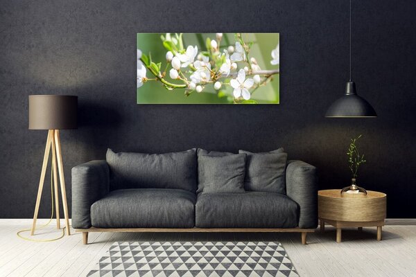 Quadro in vetro Fiori Rami Foglie Frutteto 100x50 cm 2 appendini