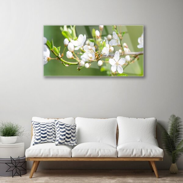 Quadro in vetro Fiori Rami Foglie Frutteto 100x50 cm 2 appendini