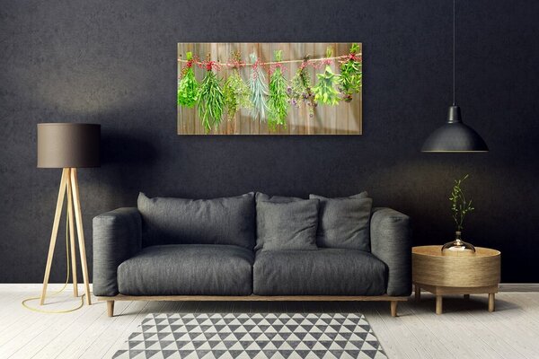 Quadro vetro Erbe secche Foglie di natura 100x50 cm 2 appendini