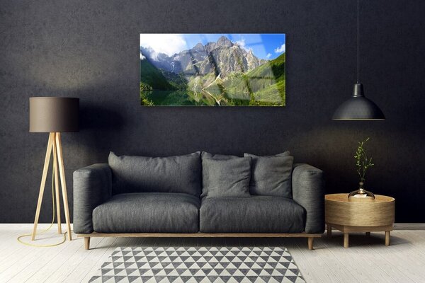 Quadro in vetro Monti Tatra Foresta di Morskie Oko 100x50 cm 2 appendini