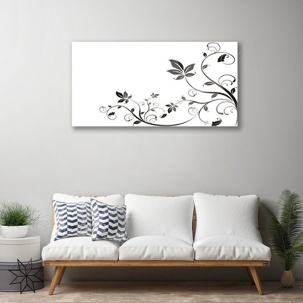 Quadro in vetro Piante astratte Foglie 100x50 cm 2 appendini
