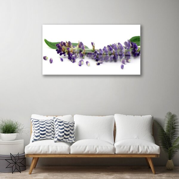 Quadro su vetro Natura morta alla lavanda 100x50 cm 2 appendini