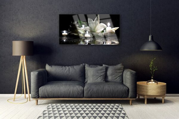 Quadro vetro Candele Lilia Natura Spa 100x50 cm 2 appendini