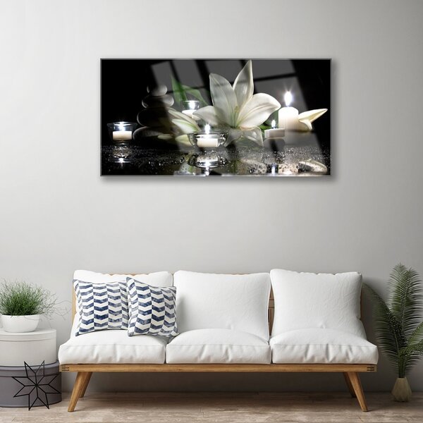 Quadro vetro Candele Lilia Natura Spa 100x50 cm 2 appendini