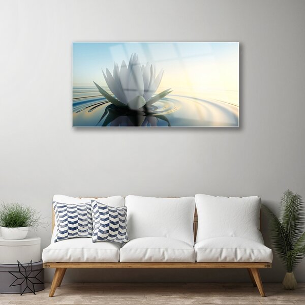 Quadro in vetro Laghetto naturale con ninfee 100x50 cm 2 appendini