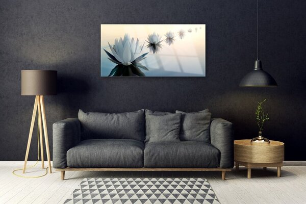 Quadro vetro Ninfee Fungo bianco 100x50 cm 2 appendini
