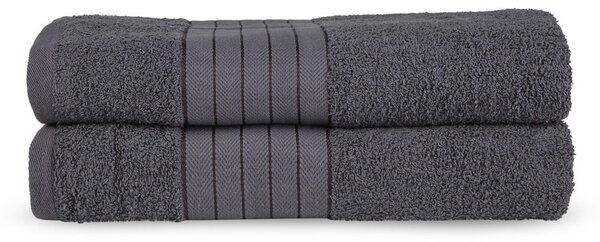 Set di 2 asciugamani in spugna di cotone antracite 70x140 cm - Good Morning