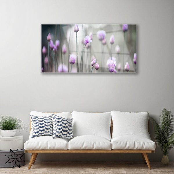 Quadro in vetro Campo Fiori Prato Natura 100x50 cm 2 appendini