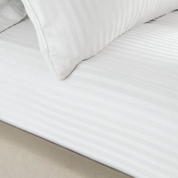Lenzuolo con angoli bianco in tessuto damascato 150x200 cm Satin Stripe – Catherine Lansfield