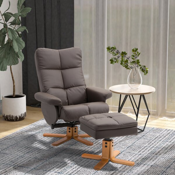 Homcom poltrona con poggiapiedi sedie ergonomica poltrona girevole Imbottita Comoda Ergonomica Morbida con Poggiapiedi, Reclinazione Manuale, Nero