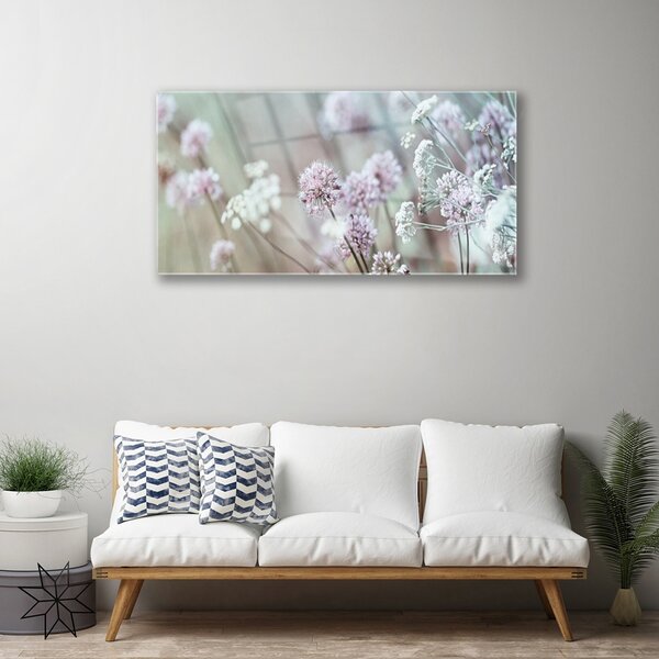 Quadro in vetro Campo Fiori Prato Natura 100x50 cm 2 appendini