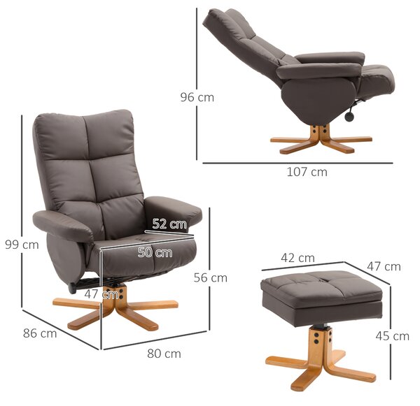 Homcom poltrona con poggiapiedi sedie ergonomica poltrona girevole Imbottita Comoda Ergonomica Morbida con Poggiapiedi, Reclinazione Manuale, Nero
