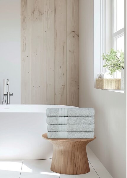 Set di 4 asciugamani in spugna di cotone grigio chiaro 50x100 cm - Good Morning