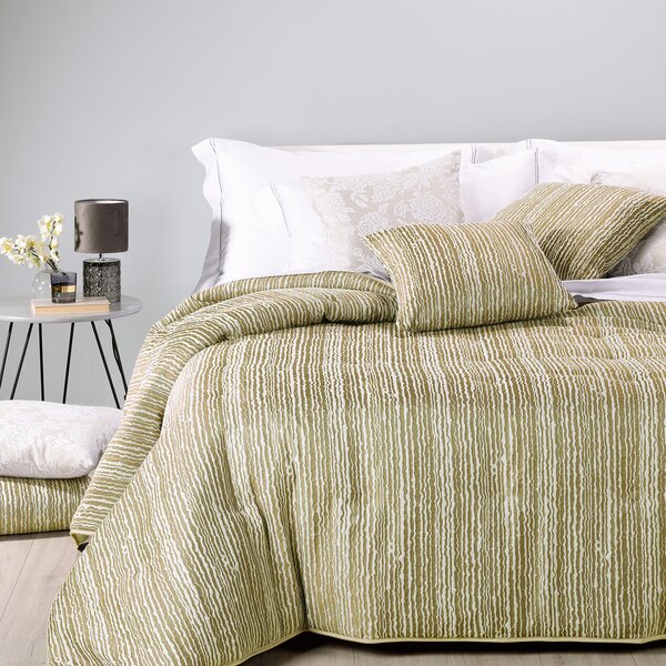 Trapunta Leggerissima In Raso Jacquard Swing Matrimoniale Dreaming Tinta Unita Oro Caleffi