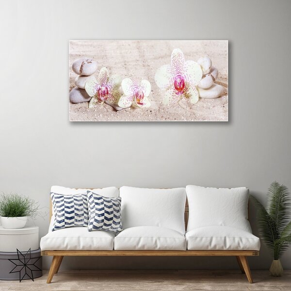 Quadro in vetro Orchidea di sabbia 100x50 cm 2 appendini