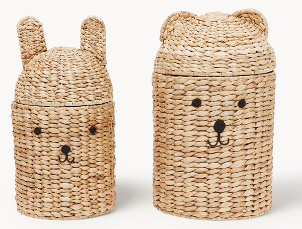 Set di 2 cestini fatti a mano con coperchi Bear & Rabbit
