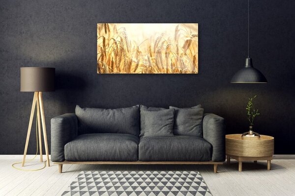 Quadro in vetro Orecchie da campo ai cereali Natura 100x50 cm 2 appendini