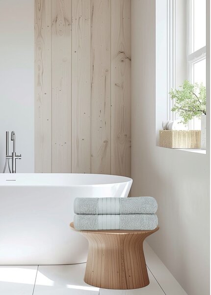 Set di 2 asciugamani in spugna di cotone grigio chiaro 70x140 cm - Good Morning
