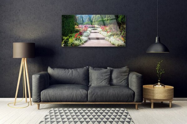 Quadro in vetro Parco Fiori Scale Giardino 100x50 cm 2 appendini