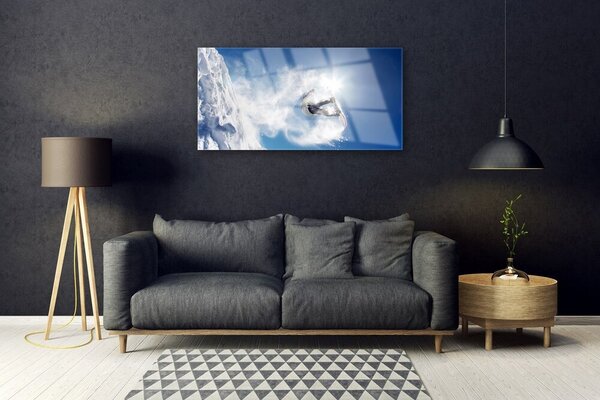 Quadro vetro Snowboard Sport Neve Inverno 100x50 cm 2 appendini