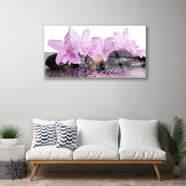 Quadro vetro Fiori Ninfea Rosa Acqua 100x50 cm 2 appendini