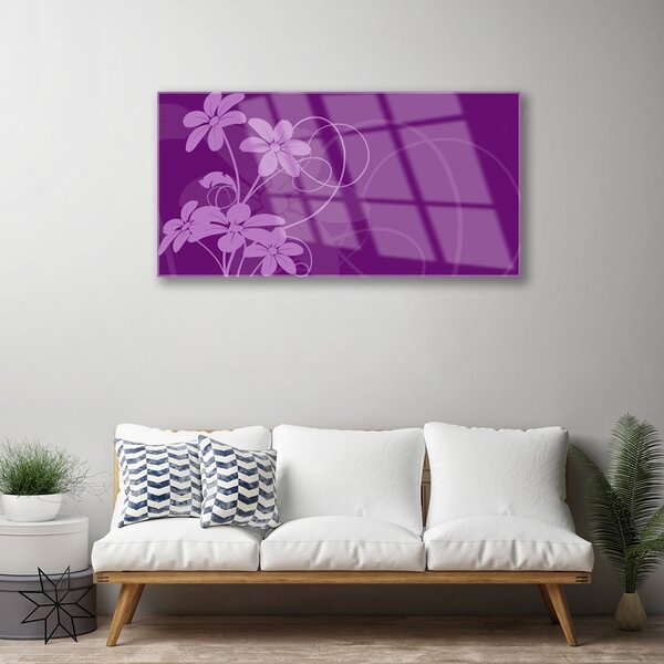 Quadro in vetro Arte astratta dei fiori 100x50 cm 2 appendini